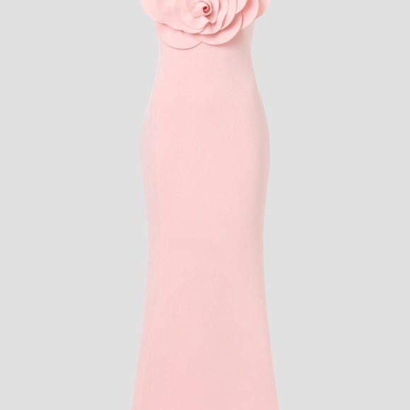 Badgley Mischka Rosette Scuba Strapless Gown, 8 - Picture 4 of 16